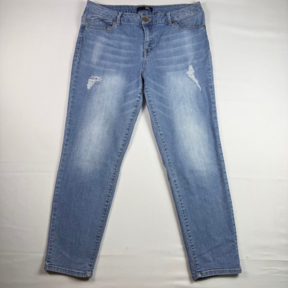 1822 Denim Womens Light Wash Distressed High Rise Skinny Jeans Size 16